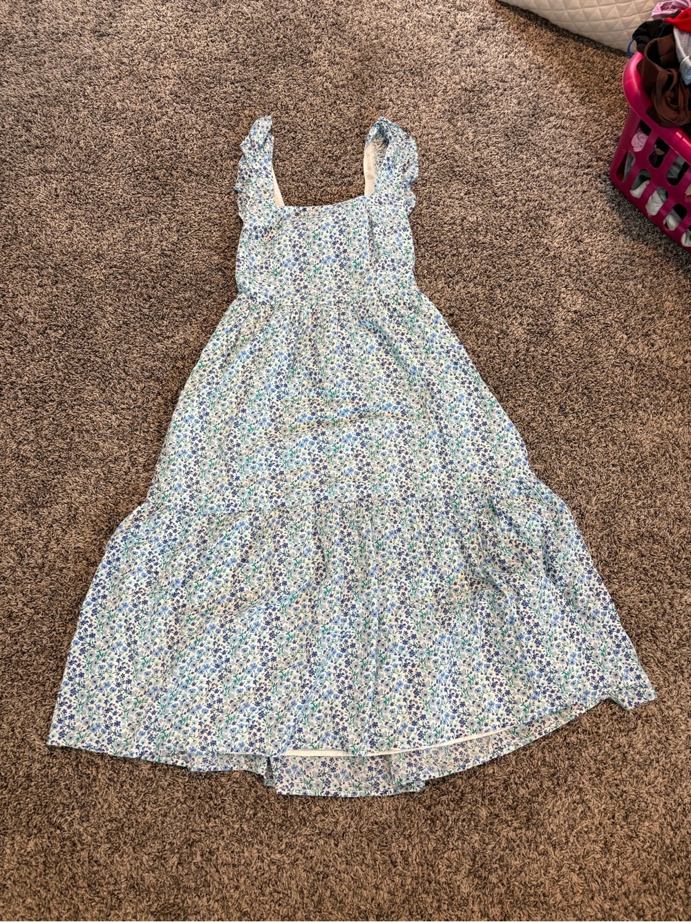 Jcrew Floral Tiered Sundress in Blue and White